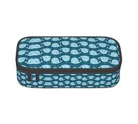 PIXOLE Caja de lápices con estampado de azúcar de café y dulces, estuche para lápices, estuche de papelería para escuela, oficina, estuche para lápices para adultos, Fondo de ballenas de dibujos animados, Talla única, Organizador de bolsas