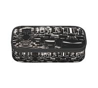 PIXOLE Caja de lápices con estampado de baloncesto, estuche para lápices, estuche de papelería para escuela, oficina, estuche para lápices para adultos, Barbería Estilo Monocromático, Talla única, Organizador de bolsas