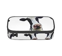 PIXOLE Caja de lápices con estampado de bandera estadounidense, estuche para lápices, estuche de papelería para escuela, oficina, estuche para lápices para adultos, Animal Funny Cow Head Negro Blanco, Talla única, Organizador de bolsas
