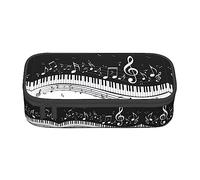 PIXOLE Caja de lápices con estampado de calavera floral negra, estuche para lápices, estuche de papelería para escuela, oficina, estuche para lápices para adultos, Black White Music Note, Talla única,