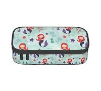 PIXOLE Caja de lápices con estampado de calaveras blancas y negras, estuche para lápices, estuche de papelería para escuela, oficina, estuche para lápices para adultos, Hermosa sirena, Talla única, Organizador de bolsas