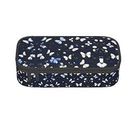 PIXOLE Caja de lápices con estampado de flores blancas con mariposas azules, estuche para lápices, estuche de papelería para escuela, oficina, estuche para lápices para adultos, Flores blancas con mariposas azules, Talla única, Organizador de bolsas