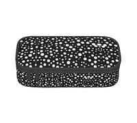 PIXOLE Caja de lápices con estampado de flores blancas con mariposas azules, estuche para lápices, estuche de papelería para escuela, oficina, estuche para lápices para adultos, Punto grande blanco y negro, Talla única, Organizador de bolsas