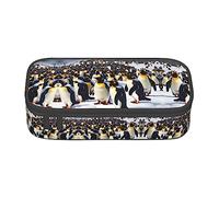 PIXOLE Caja de lápices con estampado de flores tropicales hawaianas, estuche para lápices, estuche de papelería para escuela, oficina, bolsa para lápices para adultos, Pingüinos felices, Talla única, Organizador de bolsas