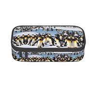 PIXOLE Caja de lápices con estampado de flores tropicales hawaianas, estuche para lápices, estuche de papelería para escuela, oficina, bolsa para lápices para adultos, Pingüino feliz, Talla única, Organizador de bolsas