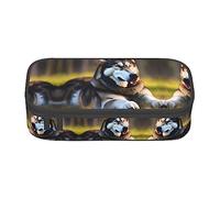 PIXOLE Caja de lápices con estampado de hongos de pintura japonesa, estuche para lápices, estuche de papelería para escuela, oficina, estuche para lápices para adultos, Husky Dog, Talla única, Organizador de bolsas