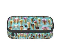 PIXOLE Caja de lápices con estampado de hongos de pintura japonesa, estuche para lápices, estuche de papelería para escuela, oficina, estuche para lápices para adultos, Conos de helado, Talla única, Organizador de bolsas