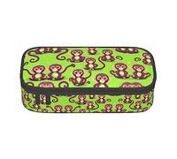 PIXOLE Caja de lápices con estampado de mono inteligente, color verde, estuche de papelería para escuela, oficina, estuche para lápices para adultos, Mono inteligente verde, Talla única, Organizador de bolsas