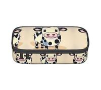 PIXOLE Caja de lápices con estampado de muñeco de nieve feliz de Navidad, estuche para lápices, estuche de papelería para oficina escolar, bolsa para lápices para adultos, Dibujos animados de vaca, Talla única, Organizador de bolsas