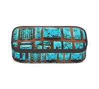 PIXOLE Caja de lápices con estampado verde camuflado, estuche para lápices, estuche de papelería para escuela, oficina, estuche para lápices para adultos, Bright Aqua Blue Turquoise, Talla única, Organizador de bolsas