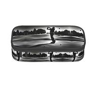 PIXOLE Caja de lápices con impresión de notas musicales en blanco y negro, estuche para lápices, estuche de papelería para escuela, oficina, estuche para lápices para adultos, Golfs blancos y negros, Talla única, Organizador de bolsas