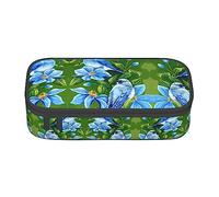 PIXOLE Estuche para lápices con estampado de calavera floral negra, estuche para lápices, estuche de papelería para escuela, oficina, estuche para lápices para adultos, Flor de pájaro azul, Talla