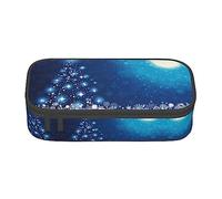 PIXOLE Estuche para lápices con estampado de calavera floral negra, estuche para lápices, estuche de papelería para escuela, oficina, estuche para lápices para adultos, Copo de nieve azul de Navidad,
