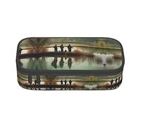 PIXOLE Estuche para lápices con estampado de colibríes de flores, estuche para lápices, estuche de papelería para escuela, oficina, estuche para lápices para adultos, Pesca Lago Pescadores, Talla única, Organizador de bolsas