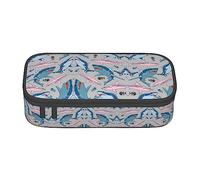 PIXOLE Estuche para lápices con estampado de galaxia espacial de universo azul, estuche de papelería para escuela, oficina, estuche para lápices para adultos, Pez de dibujos animados azul, Talla única, Organizador de bolsas