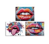 Piy Painting 3 Paneles Cuadros Decorativos Abstractos, Estilo Graffiti Imágenes Pintura Con Marco, Cuadro En Lienzo, Cuadros Para Dormitorios, Laminas Decorativas Pared Salon Oficina Comedor 30x40cm