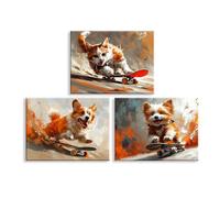 Piy Painting 3 Panels Cuadro En Lienzo Dibujos Animados Animales Deporte Moderno Imágenes Pintura Con Marco Gatos y Perros Gráfica Decoracion De Pared Dormitorios Cocina Salon 30×40cm