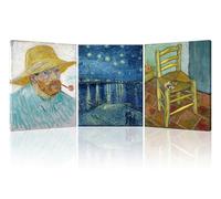 Piy Painting 3 Piezas Abstracto Cuadro en lienzo, Van Gogh Cuadros dormitorio, Reproducción de cuadros famosos, Laminas Decorativas, Quadros Decoração para Baño Comedor Pasillo Oficina 30x40 cm