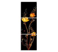 Piy Painting 3 Piezas Moderno Flores Naranjas Cuadros Decorativos Salon Floral Dorado Impresiones De Lienzo Laminas Pare Pared Posters Dormitorios Quadros Decoração Pasillo Oficina 30×30cm/12×12inch