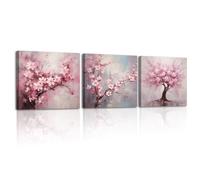 Piy Painting 3pcs Bonito Cerezo En Flor Cuadros Decorativos Salon Flores Rosas Impresiones De Lienzo Moderno Laminas Decorativas Pared Dormitorios Quadros Pasillo Oficina 30×30cm