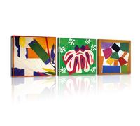 Piy Painting 3Pcs Moderno Cuadros Decoracion Salon, Abstracto Laminas Decorativas, Patrones geométricos Quadros Decoração Sala, Matisse Reproducción de cuadros famosos Cocina Baño Oficina 30x30 cm