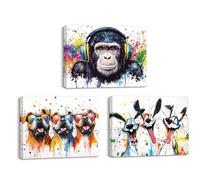 Piy Painting Arte De Pared De Animales, Cuadros Murales De Cachorros De Orangután, Impresión En Lienzo En Color Para Dormitorio Salón Baño Entrada Vestíbulo Cafetería, 3x30x40 cm (90x40 cm)