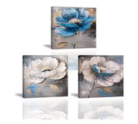 Piy Painting Arte Mural En Lienzo, Cuadro En Lienzo Flor, Cuadros Decorativos Blanco, Fácil De Colgar Para Sala De Estar Despacho Sala De Reuniones Entrada Cafetería Comedor, 3 Piezas 30x30cm