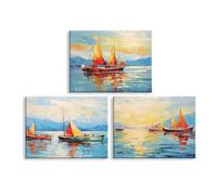 Piy Painting Arte Mural En Lienzo, Cuadros En Lienzo Océano, Lienzo Velero, Fácil De Colgar Para Salón Baño Entrada Cafetería Comedor, 3X30X40 CM/90X40 CM, Marco Interior