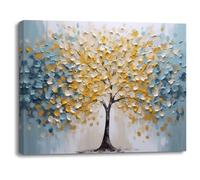 Piy Painting Arte Mural En Lienzo, Lienzos Decorativos Árbol, Impresión En Lienzo Acuarela, Cuadro Decorativo Azul y Amarillo Para Salón Despacho Entrada Pasillo Cocina, Marco Interior, 30x40 cm
