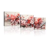 Piy Painting Arte Mural En Lienzo, Naturaleza Paisaje Cuadros En Lienzo, Cuadro De Flores Rosas Para Dormitorio Salón Aula Entrada Cafetería Cocina, Marco Interior, 3x30x30 cm (90x30 cm)