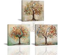 Piy Painting Cuadro en Lienzo Árbol Amarillo 3piezas Planta Impresiones de Lienzo Arte Enmarcado Cuadros Modernos Abstracto Impresión Artistica Imagen para Salón Dormitorio Oficina Decoración 30x30CM