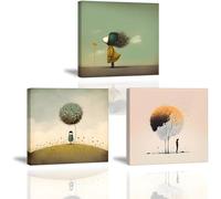 Piy Painting Cuadro en Lienzo de Chica Linda, Cuadros Abstracto, Impresiones de Lienzo Arte Enmarcado, Cuadro Decoracion Cuadros Modernos para Salón Oficina Escaleras Sala de Yoga 3 piezas 30x30cm