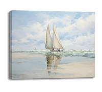 PIY PAINTING Cuadro en Lienzo de Paisaje marino, Pintura al óleo de velero, Imagen de lienzo, Cuadro Moderno, Decoracion de Pared Regalo para Decoración Del Hogar Oficina Bar 40x30cm Marco Incorporado
