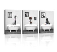 Piy Painting Cuadro en lienzo en blanco y negro Jirafas, alpacas y focas en el baño Lienzo Cuadros de animales Impresión Artistica Imagen Lienzo Decorativo para Cocina Baño Oficina 30x40cm, Set de 3