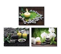 Piy Painting Cuadro en lienzo en Zen Spa Candela de Piedra Murales Decoración Impresiones de Lienzo Romantico para Cocina dormitorio Regalo Aniversario 30x40cm 3units