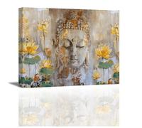 Piy Painting Cuadro En Lienzo Flor Amarilla, Impresión En Lienzo De Buda,Cuadro en lienzo, Impresiones Sobre Lienzo Para Salón Dormitorio Pasillo Galería Sala De Yoga, 30x40 Cm, Marco Interior