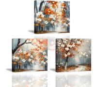 Piy Painting Cuadro en Lienzo flor, Impresiones sobre Lienzo Vistas al campo, Naturaleza Pinturas artísticas para la decoración del hogar, Oficina, Cafetería, Bar, Marco de Madera, Set de 3, 30x30cm