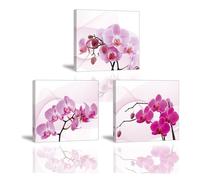 Piy Painting Cuadro Mural Flores Rojas, Lienzo Romántico, Impresiones Sobre Lienzo, Fácil De Colgar Para Dormitorio Salón Baño Entrada Cafetería Cocina, 3 Piezas 30x30cm (90x30 cm)