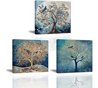 Piy Painting Cuadro sobre lienzo Árbol Abstracto Impresiones sobre lienzo 3 Paneles Moderno Dibujo Imagen para Sala de Estar Pasillo 30x30cm, Enmarcado, Listo para colgar