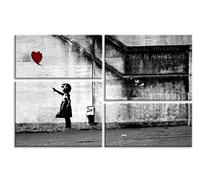 Piy Painting Cuadro Sobre Lienzo - Chica con Globo Rojo - Pintura Arte de la Lona Arte de La Pared, Lienzo con Bastidor de Madera Gancho Colgante para Dormitorio Sala Comedor Cocina 80x50cm 1 Pieza