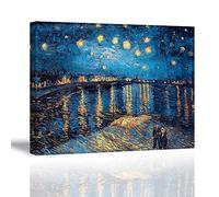 Piy Painting Cuadro sobre Lienzo, Imagen Reproducción de la Noche Estrellada en el Ródano de Pintor Famoso Canvas Wall Art para Colgar Impresión de la Lona para Dormitorio, Baño 30x40cm