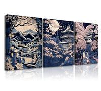Piy Painting Cuadros de Estilo Japonés, Paisaje Cuadro Moderno, Cuadro en Lienzo, Impresiones sobre Lienzo con Marco para Dormitorio, Baño, Sala de yoga, como Regalo 30x40cm, 3pz