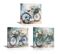 Piy Painting Cuadros Modernos de Bicicleta, Romántico en Lienzo, Azul Impresión de Lienzos Murales Decoracion Con Marco Interno Para Pasillo Comedor 3X 30x30cm