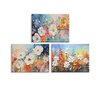Piy Painting Flor Blanca Lienzo Arte Pared, Lienzo Naturaleza, Impresiones En Lienzo, Fácil De Colgar Para Dormitorio Salón Baño Entrada Cafetería, 3 piezas 30x40cm /90x40cm