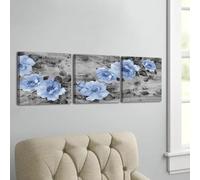 PIY PAINTING Impresión De Arte Mural Floral, Arte Mural En Lienzo, Impresión En Lienzo De Flores, Cuadro En Lienzo, Fácil De Colgar Para Dormitorio Salón Entrada, Marco Incorporado, set de 3, 30x30 cm