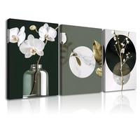 Piy Painting Impresión De Lienzo, Decoración De Pared Minimalista, Mural Sobre Lienzo Floral Blanco, Cuadro De Gran Formato Para Sala De Reuniones Pasillo Café, 3X58X40 CM/ 58X120 CM