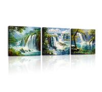 Piy Painting Impresión En Lienzo De Paisajes, Arte En Lienzo, Impresión De Arte En Cascada, Impresión Mural De Paisajes Naturales Para Salón Baño Entrada Cocina, Marco Incorporado, 3x30x30 cm