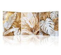 PIY PAINTING Impresión sobre lienzo, blanco y dorado sobre lienzo, cuadro sobre lienzo con hojas de oro, impresionante cuadro sobre lienzo, póster moderno para dormitorio, salón, oficina, baño, 40 x