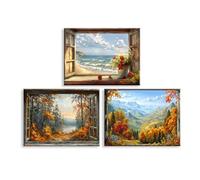 Piy Painting Impresión Sobre Lienzo, Pintura Sobre Lienzo De Paisajes Naturales, Póster Artístico De Otoño, La Vista Desde La Ventana, Arte Mural En Lienzo Seaside Para Dormitorio Salón, 3X30X40 CM