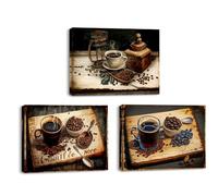 Piy Painting Impresiones Sobre Lienzo, Cuadro Grano De Café, Cuadro Moderno Café, Lienzos Decorativos Decorativa, Fácil De Colgar Para Cafetería Hotel Cocina Comedor, Set de 3, 30x40cm